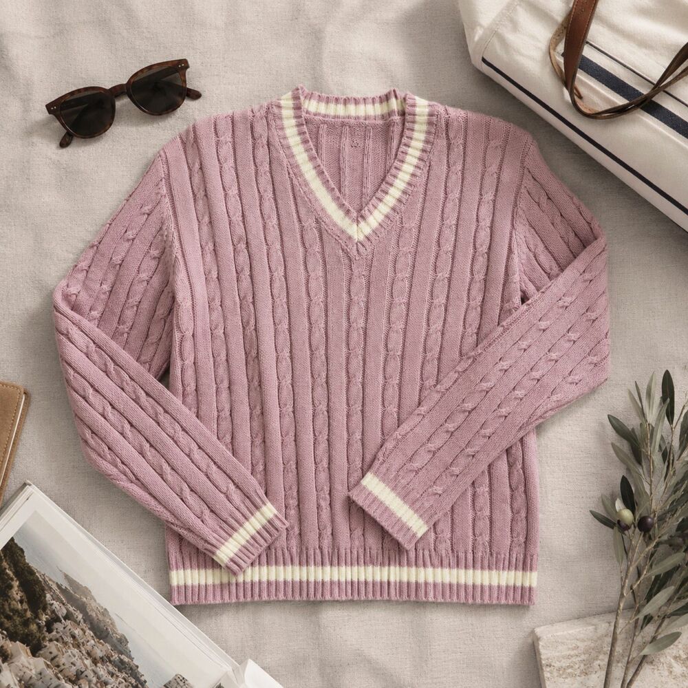 Love Ellie Dusty Rose Knit Sweater - M - Preppy Old Money Euro Summer